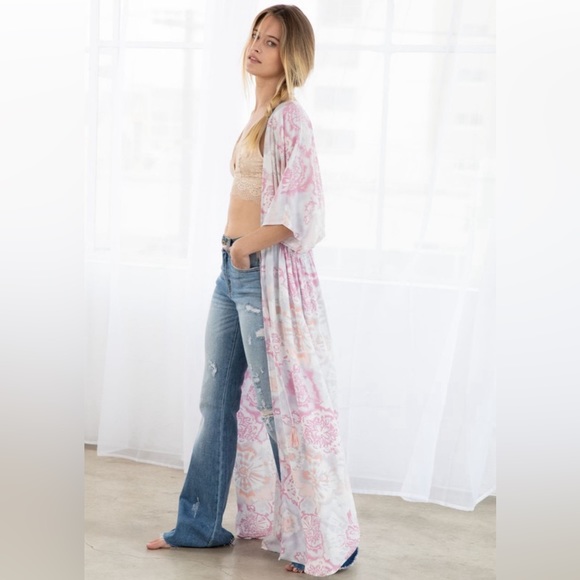 Floral‎ Tie Dye Bohemian Kaftan - Picture 1 of 3